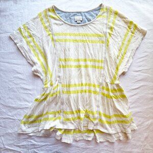 Striped Linen-Blend Top XSmall By Postmark In Yellow & Cream